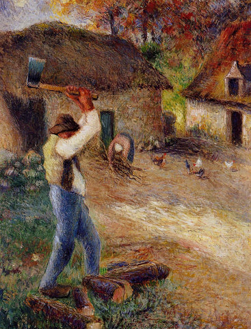 Camille Pissarro - Pere Melon Cutting Wood (1880) - 17" x 22" Fine Art Print