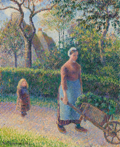 Camille Pissarro - Woman with a Wheelbarrow (1892) Signed - 17"x22" Fine Art Print