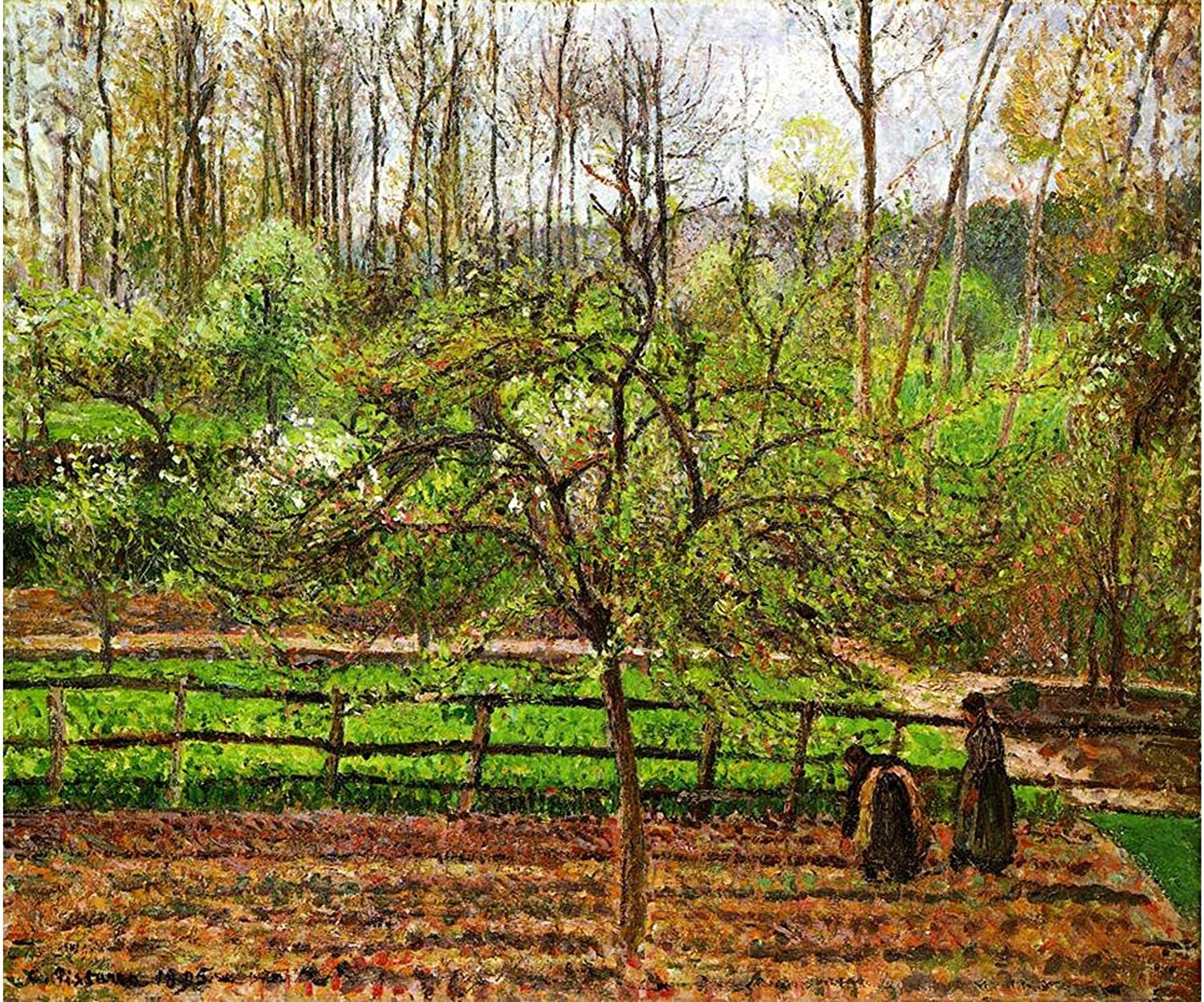 Camille Pissarro - Spring Gray Weather Eragny (1895) Signed - 17" x 22" Art Print