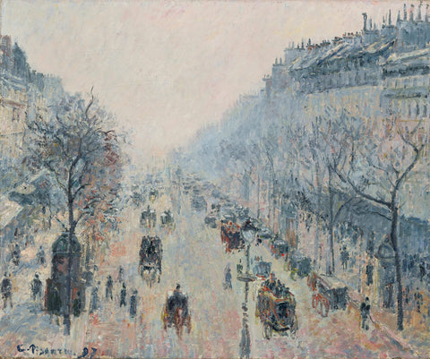 Camille Pissarro - Boulevard Montmartre Morning Sunlight & Mist (1897) Signed - 17"x22" Fine Art Print