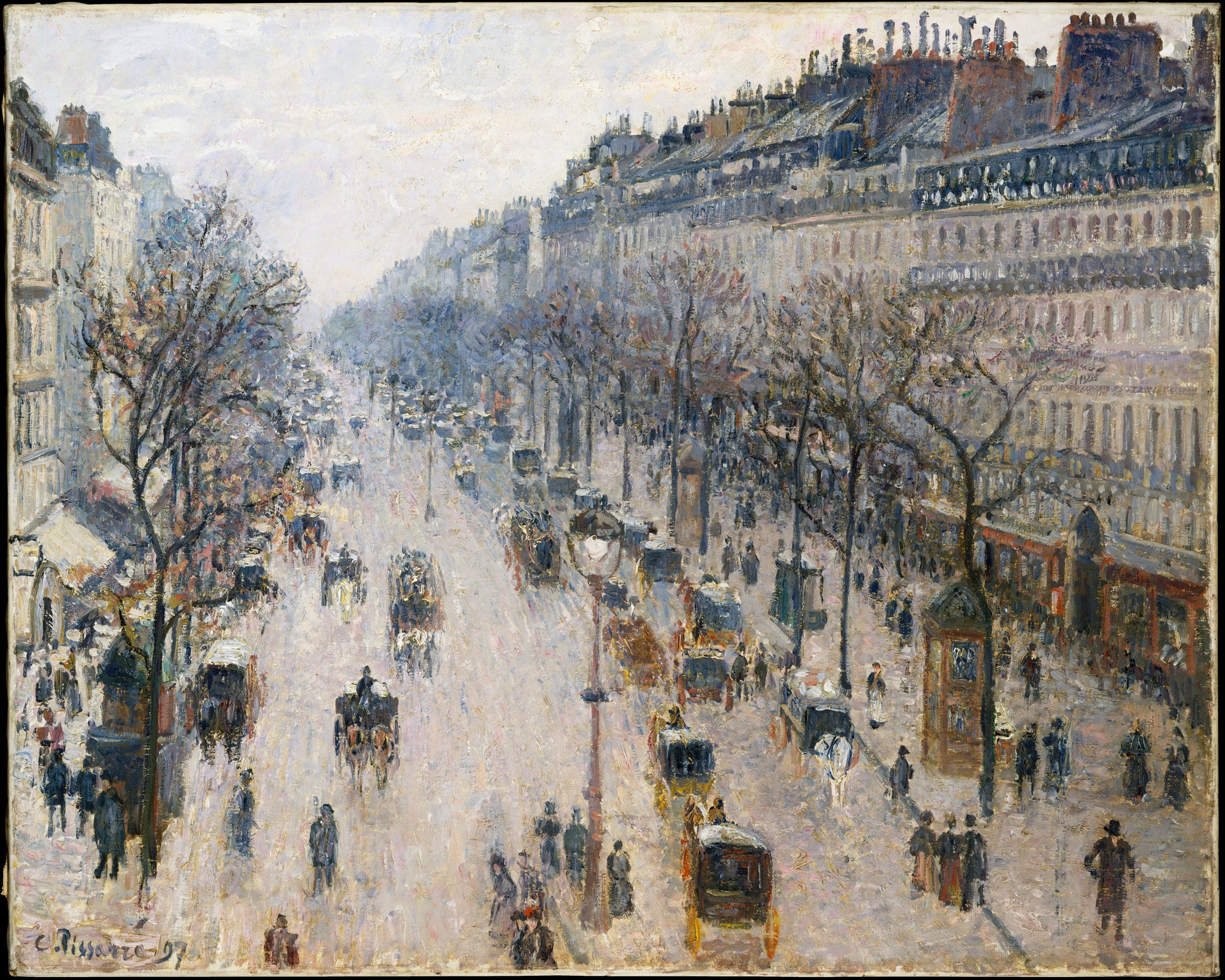 Camille Pissarro - Boulevard Montmartre Winter Morning (1897) Signed - 17"x22" Print