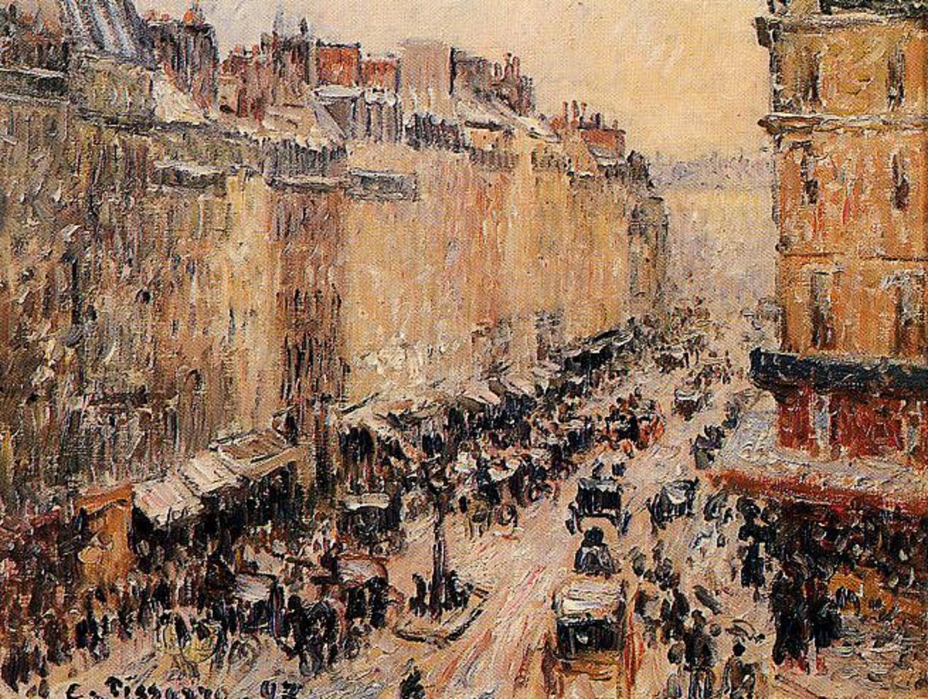 Camille Pissarro - Rue Saint-Lazare Under Snow (1897) Signed - 17" x 22" Art Print