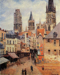 Camille Pissarro - Rue de l'Epicerie @ Rouen Grey Morning (1898) - 17"x22" Print