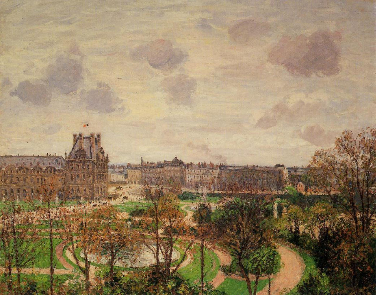 Camille Pissarro - Garden of the Louvre Morning Grey Weather (1899) - 17"x22" Print