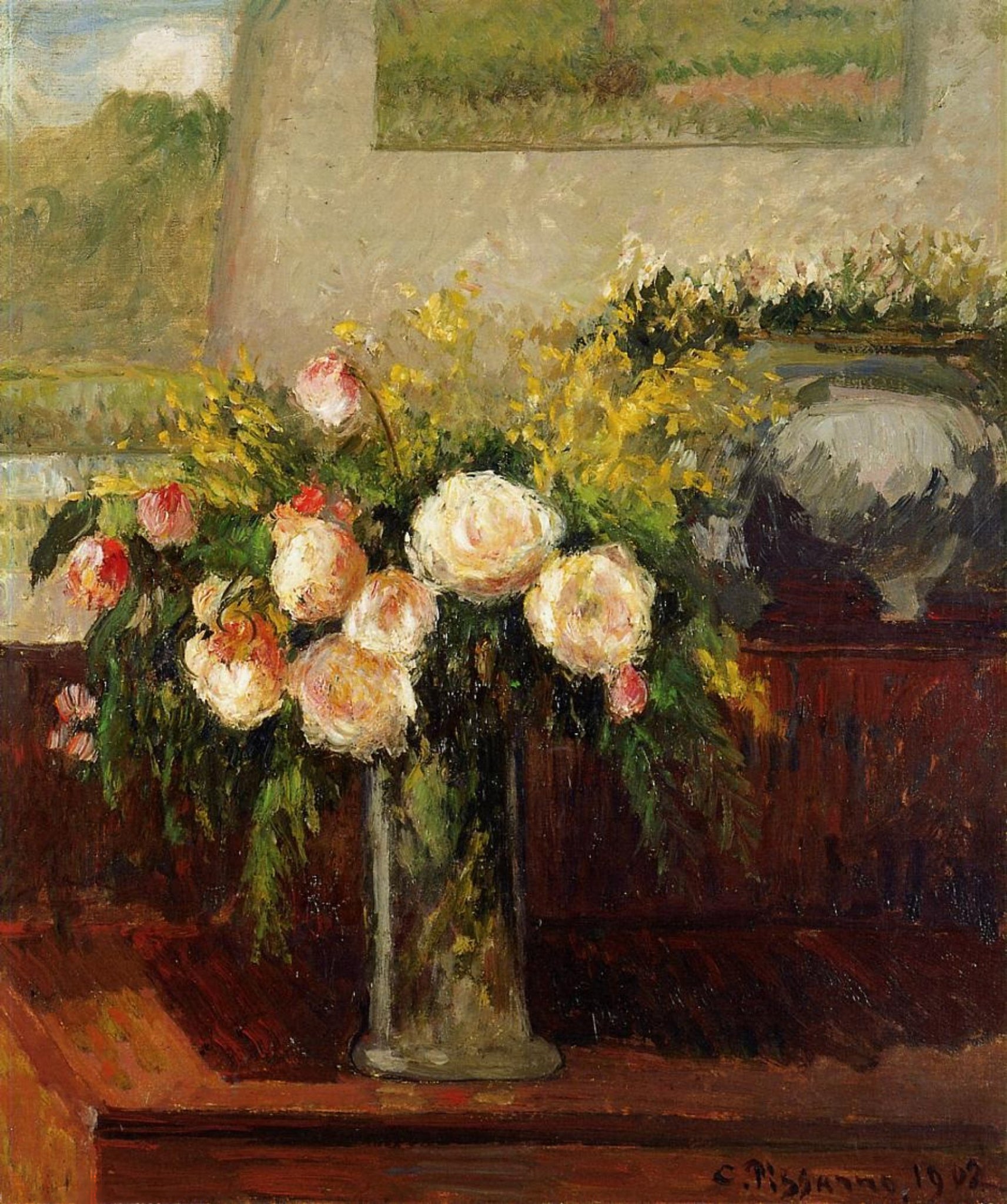 Camille Pissarro - Roses of Nice (1902) Signed Dated - 17" x 22" Fine Art Print