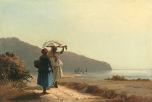 Camille Pissarro - Two Women Chatting by the Sea St. Thomas (1856) Signed - 17"x22" Fine Art Print