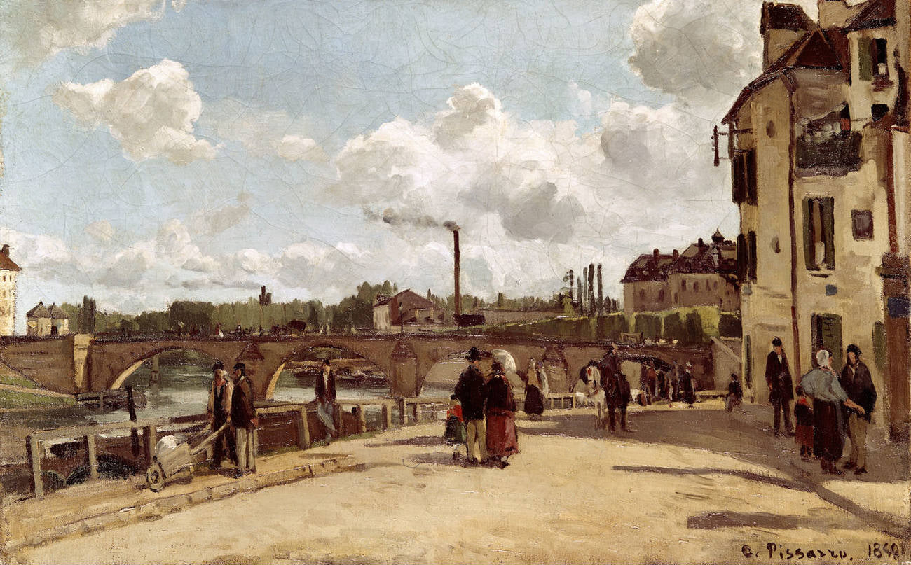 Camille Pissarro - Quai du Pothuis, Pontoise (1868) Signed - 17" x 22" Art Print