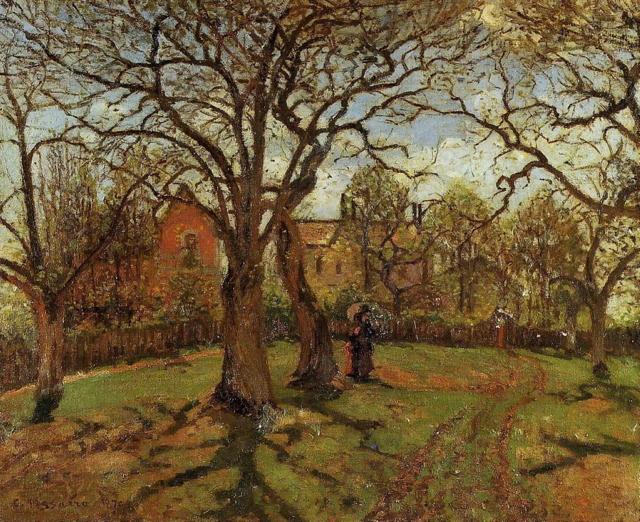 Camille Pissarro - Chestnut Trees at Louveciennes, Spring (1870) Signed - 17"x22" Fine Art Print