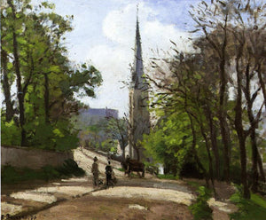 Camille Pissarro - St Stephen's Church, Dulwich (1870) Signed - 17" x 22" Print