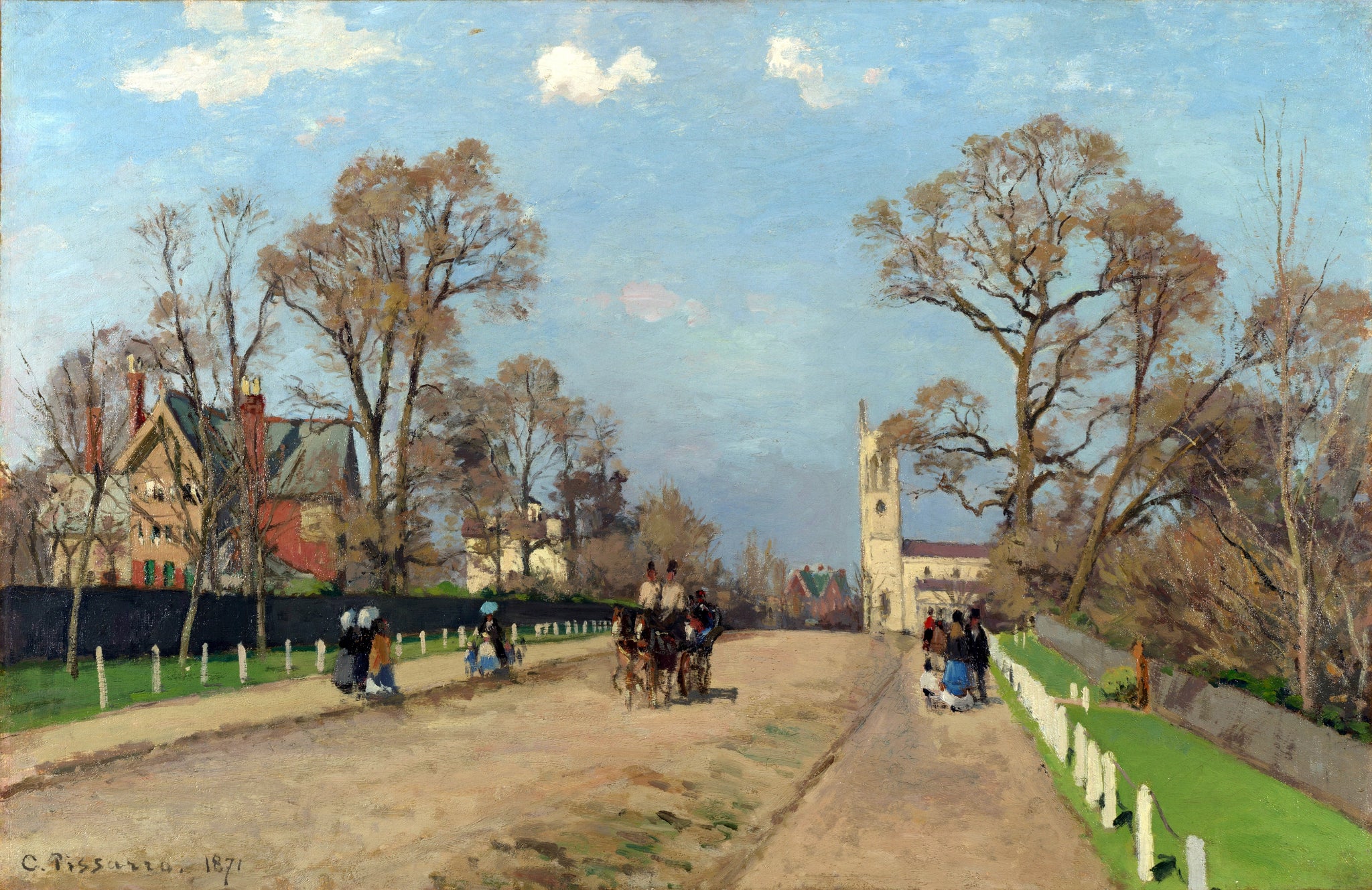 Camille Pissarro - The Avenue, Sydenham (1871) Signed - 17" x 22" Fine Art Print