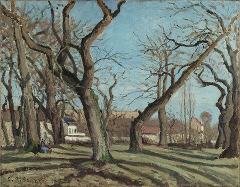 Camille Pissarro - Chestnut Grove at Louveciennes (1872) Signed - 17" x 22" Print