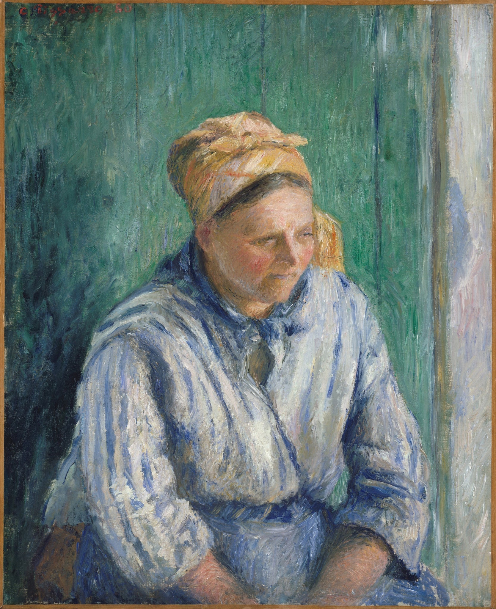 Camille Pissarro - Mère Larchéveque Washerwoman, Study (1880) Signed - 17" x 22" Fine Art Print