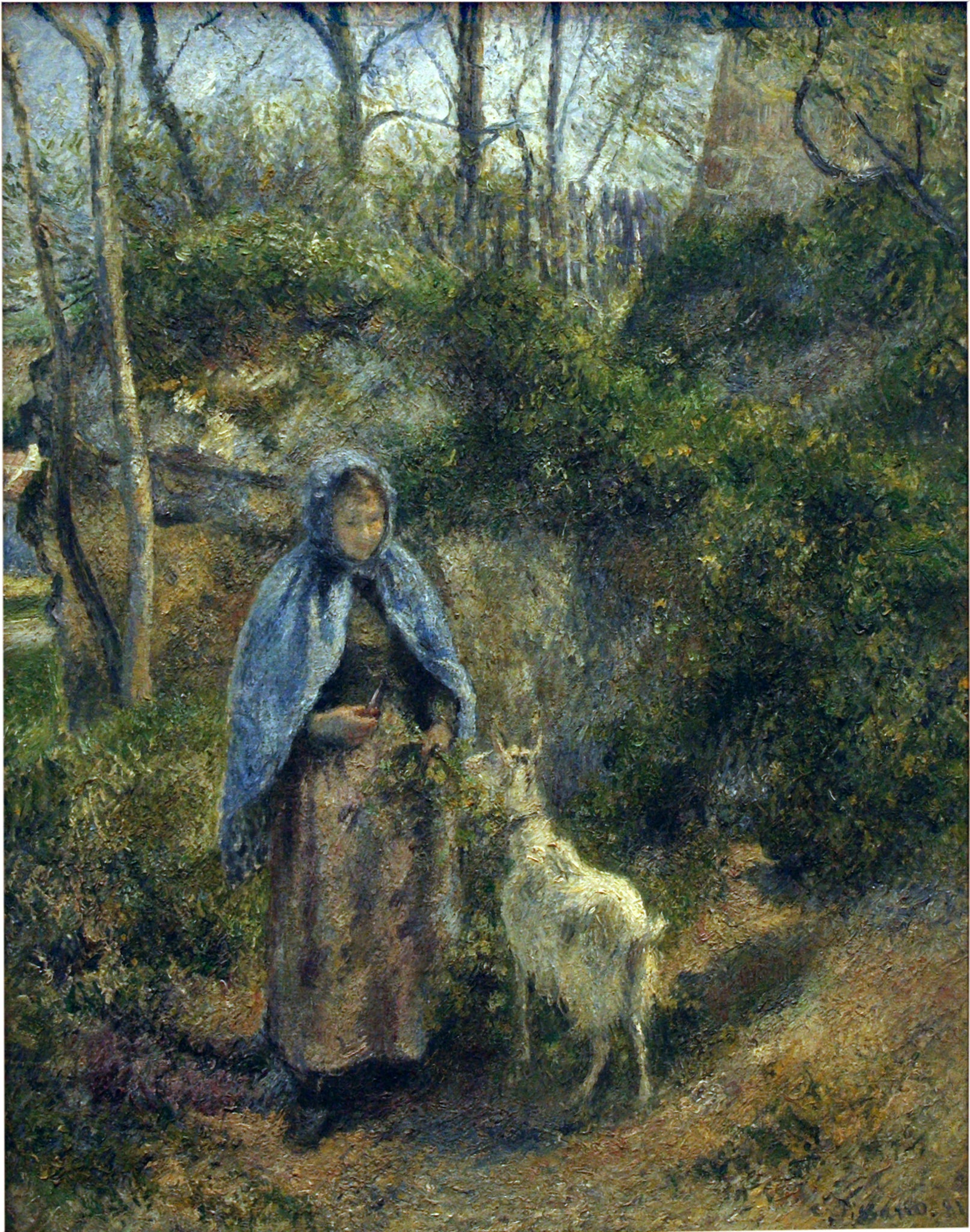 Camille Pissarro - The Goat Girl (1881) Signed - 17" x 22" Fine Art Print