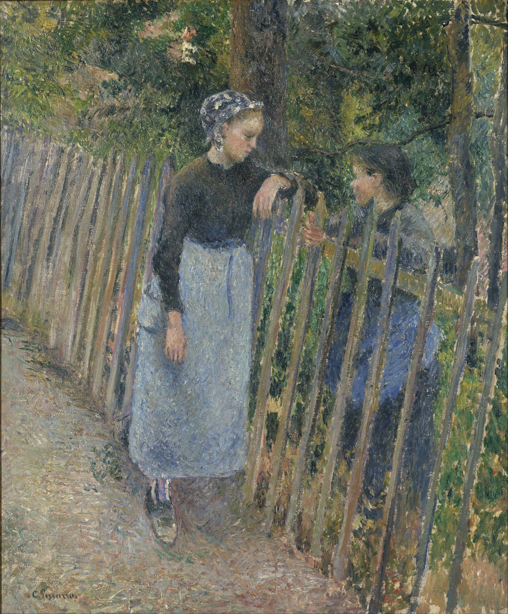 Camille Pissarro - The Conversation (1881) Signed - 17" x 22" Fine Art Print