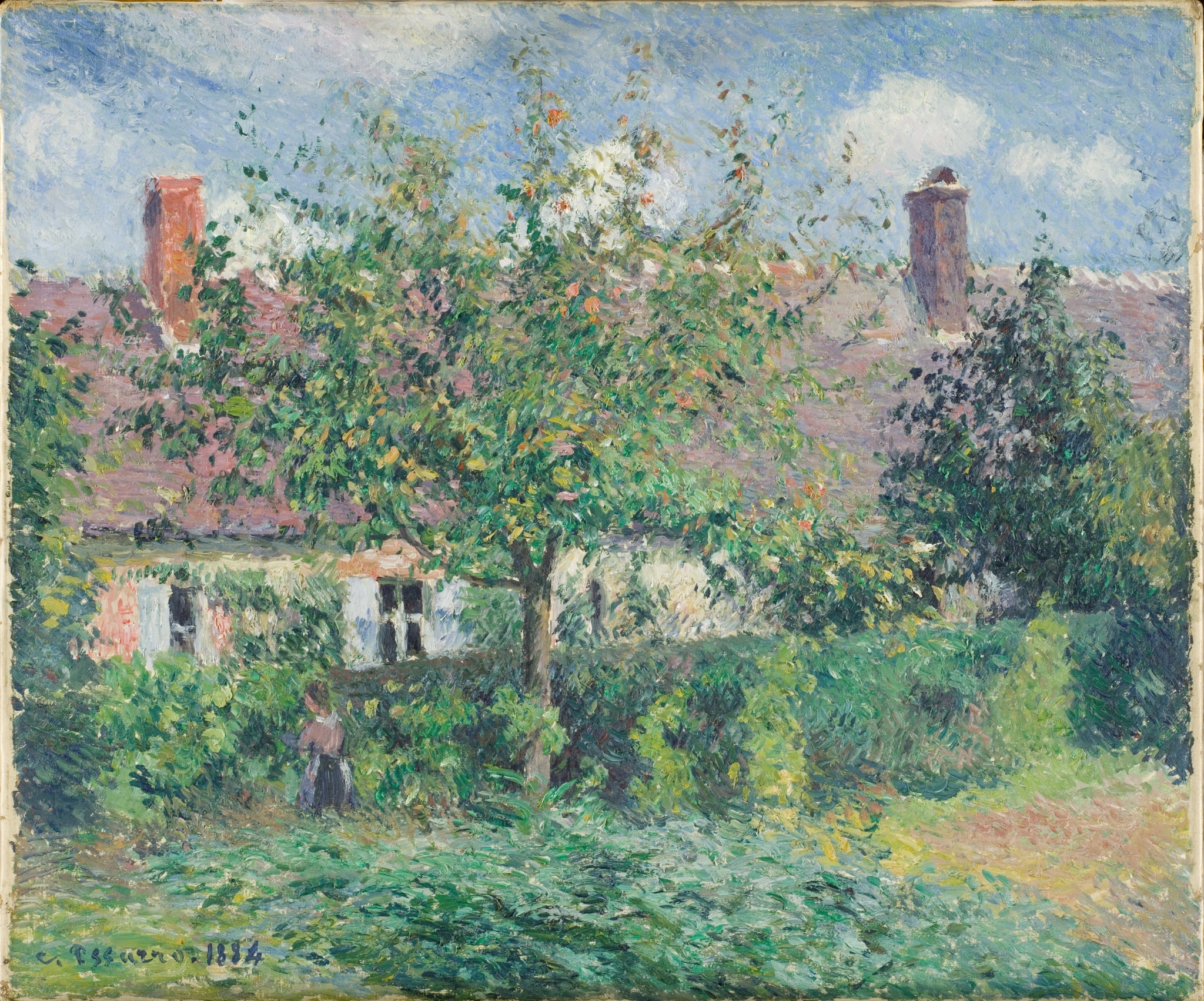 Camille Pissarro - Peasant House at Éragny (1884) Signed - 17" x 22" Fine Art Print