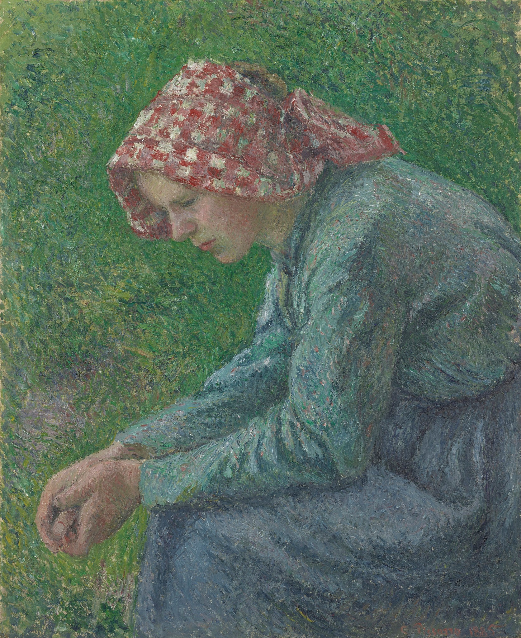 Camille Pissarro - A Seated Peasant Woman (1885) Signed - 17" x 22" Fine Art Print