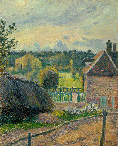 Camille Pissarro - Delafolie House, Éragny, Sunset (1885) Signed - 17" x 22" Print