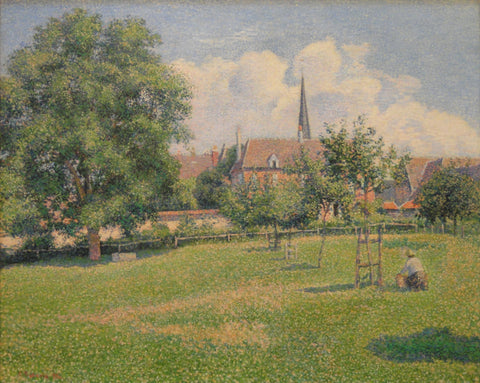 Camille Pissarro-House of Deaf Woman & Belfry at Eragny, or Big Walnut Tree (1886) - 17"x22" Fine Art Print