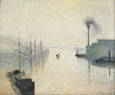 Camille Pissarro - L'Île Lacroix, Rouen Fog (1888) Signed - 17"x22" Fine Art Print