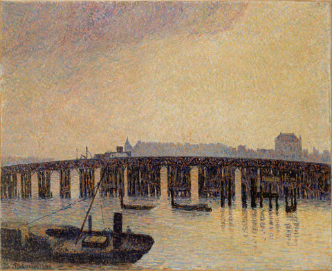 Camille Pissarro - Battersea Bridge Old Chelsea Bridge, London (1890) Signed - 17"x22" Fine Art Print