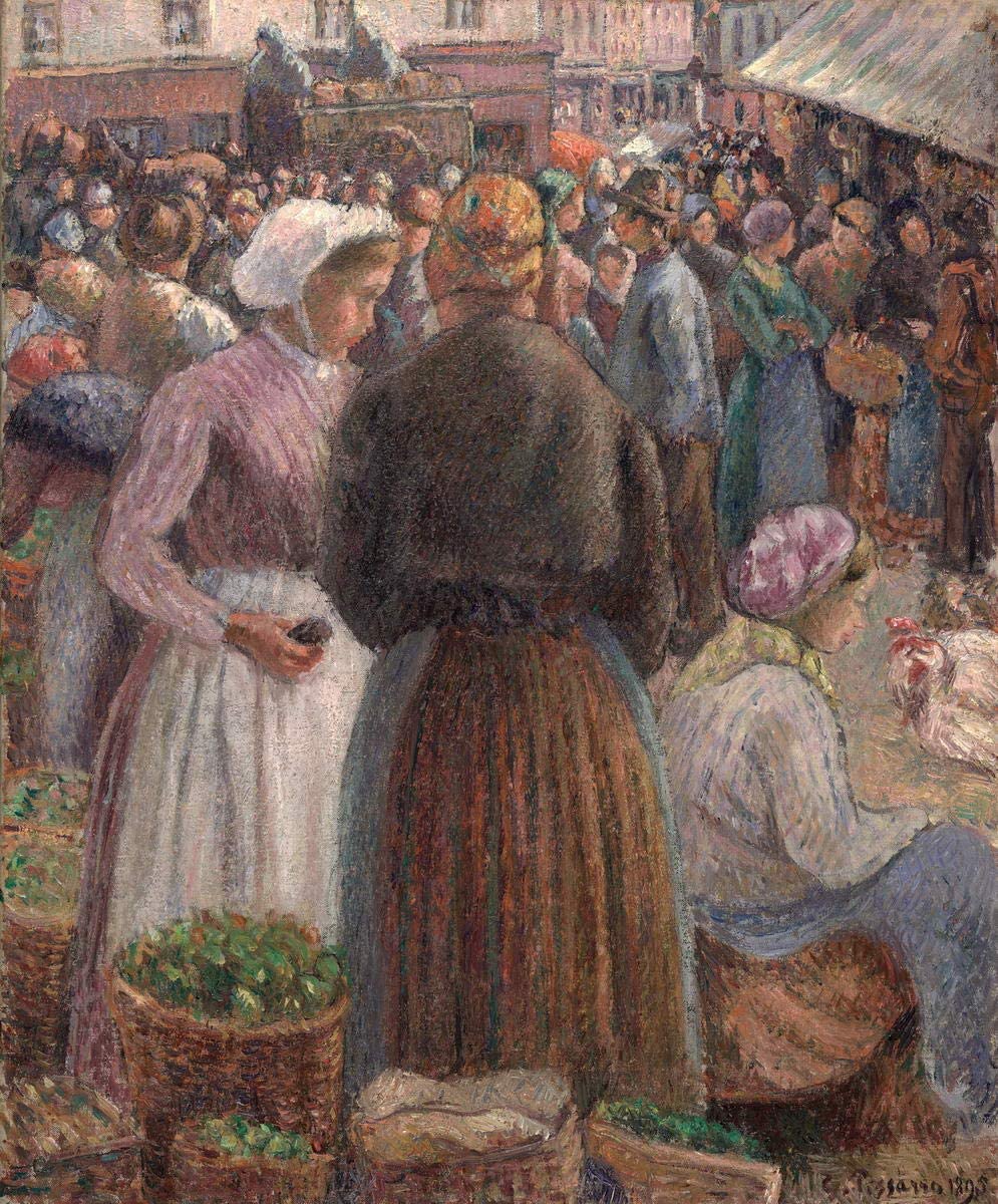 Camille Pissarro - The Market at Gisors (1895) Signed - 17" x 22" Fine Art Print