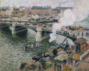 Camille Pissarro - Pont Boieldieu in Rouen Rainy (1896) Signed - 17" x 22" Print