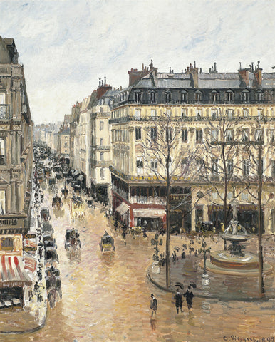 Camille Pissarro - Rue Saint-Honoré Afternoon Rain (1897) Signed - 17" x 22" Print