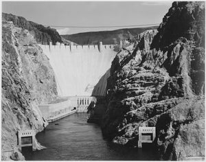 Ansel Adams - Boulder Dam From Across Colorado River (1942) - 17" x 22" Art Print