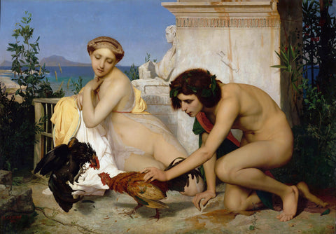 Jean Leon Gerome - Young Greeks Attending a Cock Fight (1846) Signed - 17"x22" Print