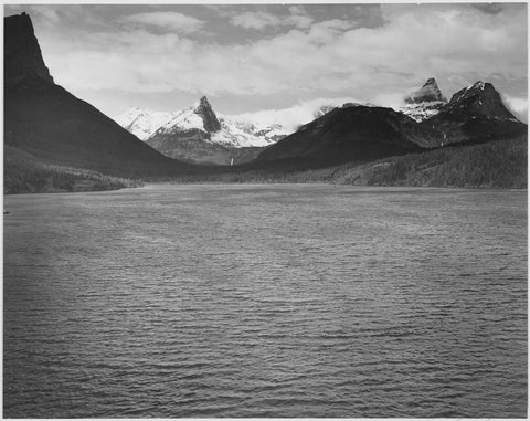 Ansel Adams - Snow Capped Mountains St. Mary's Lake Glacier Montana (1941) - 17"x22" Fine Art Print