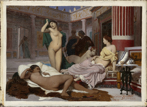 Jean Leon Gerome - Greek Interior Nudes (1848) Signed - 17" x 22" Fine Art Print