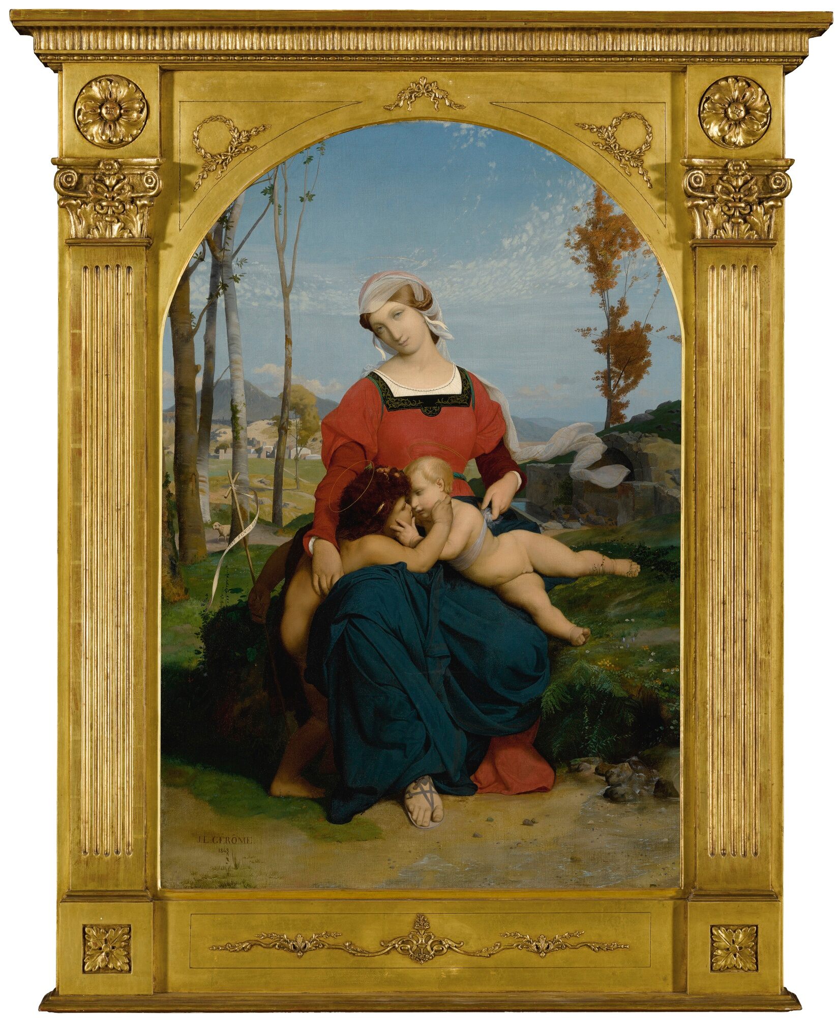 Jean Leon Gerome - The Virgin, The Infant Jesus & St. John (1848) Signed - 17"x22" Fine Art Print