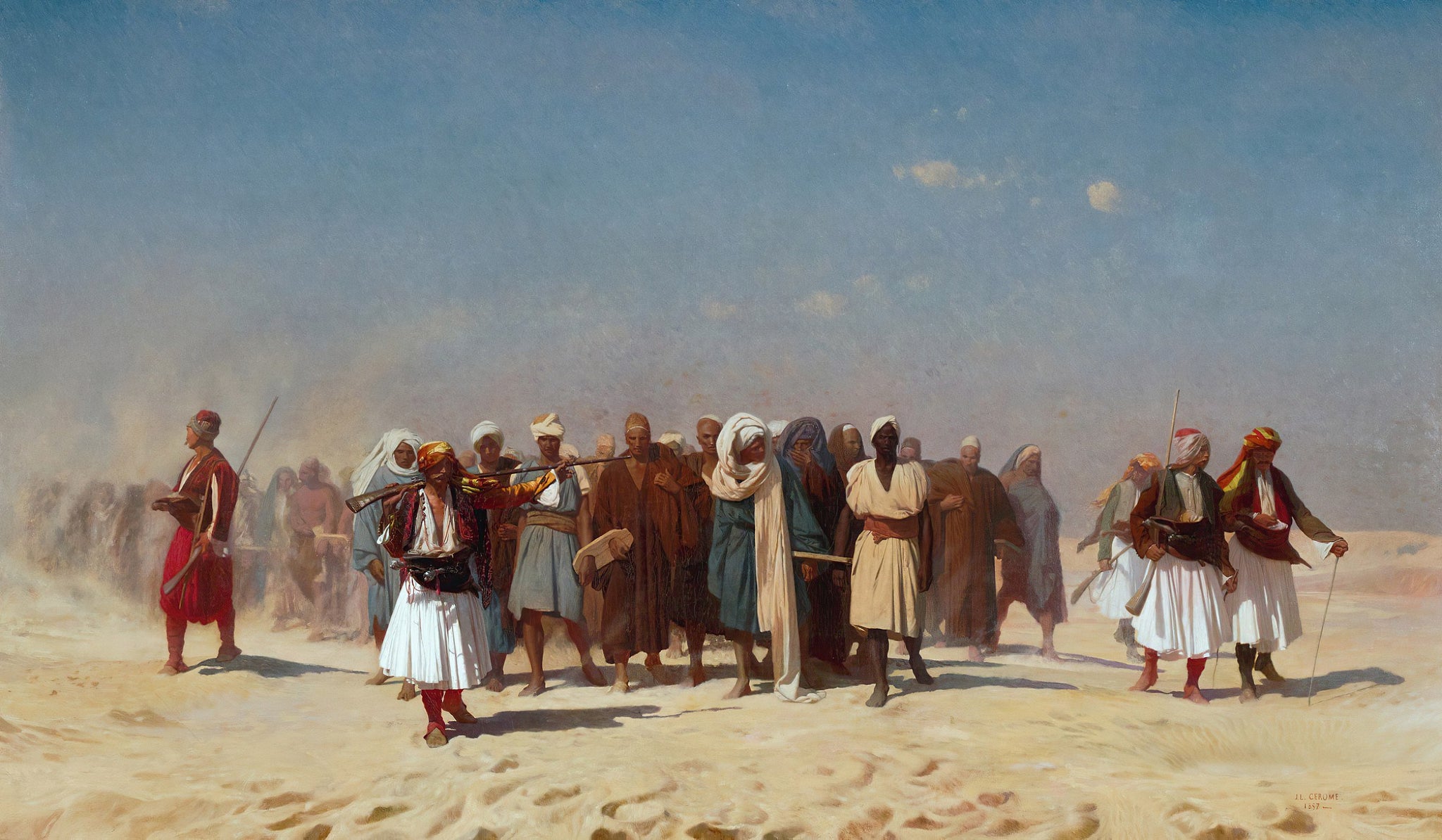 Jean Leon Gerome - Egyptian Recruits Crossing the Desert (1857) Signed - 17" x 22" Fine Art Print