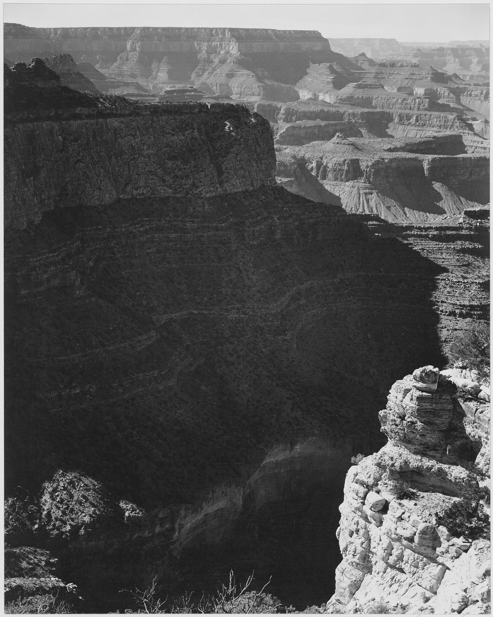 Ansel Adams - Darkly Shadowed Grand Canyon South Rim (1941) Arizona - 17"x22" Print