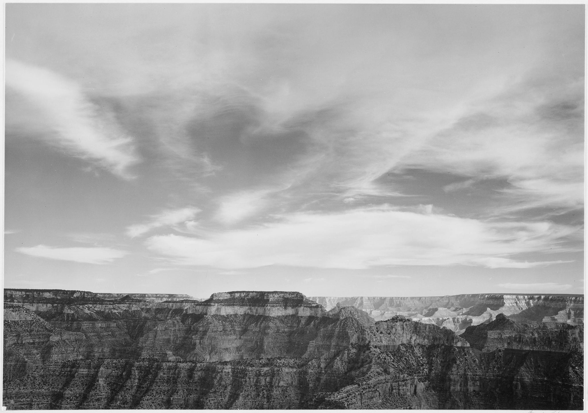 Ansel Adams - Grand Canyon Edge Low Horizon Clouds (1941) - 17"x22" Fine Art Print