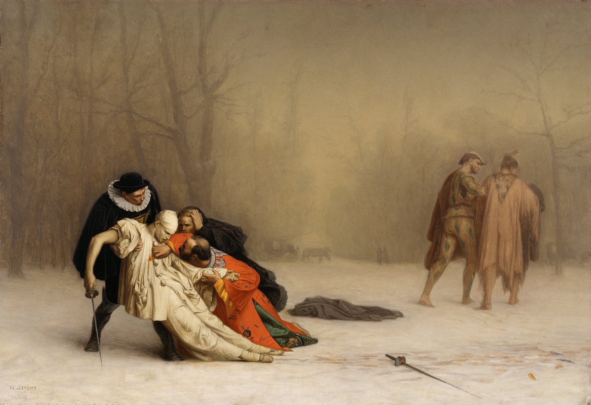 Jean Leon Gerome - The Duel After the Masquerade (1859) Signed - 17" x 22" Print