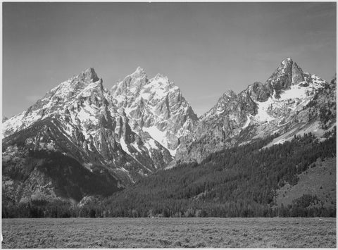 Ansel Adams - Grass Valley Mountainside Grand Teton (1941) - 17" x 22" Art Print