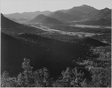 Ansel Adams - Valley Surrounded by Mountains Colorado (1939) - 17" x 22" Art Print