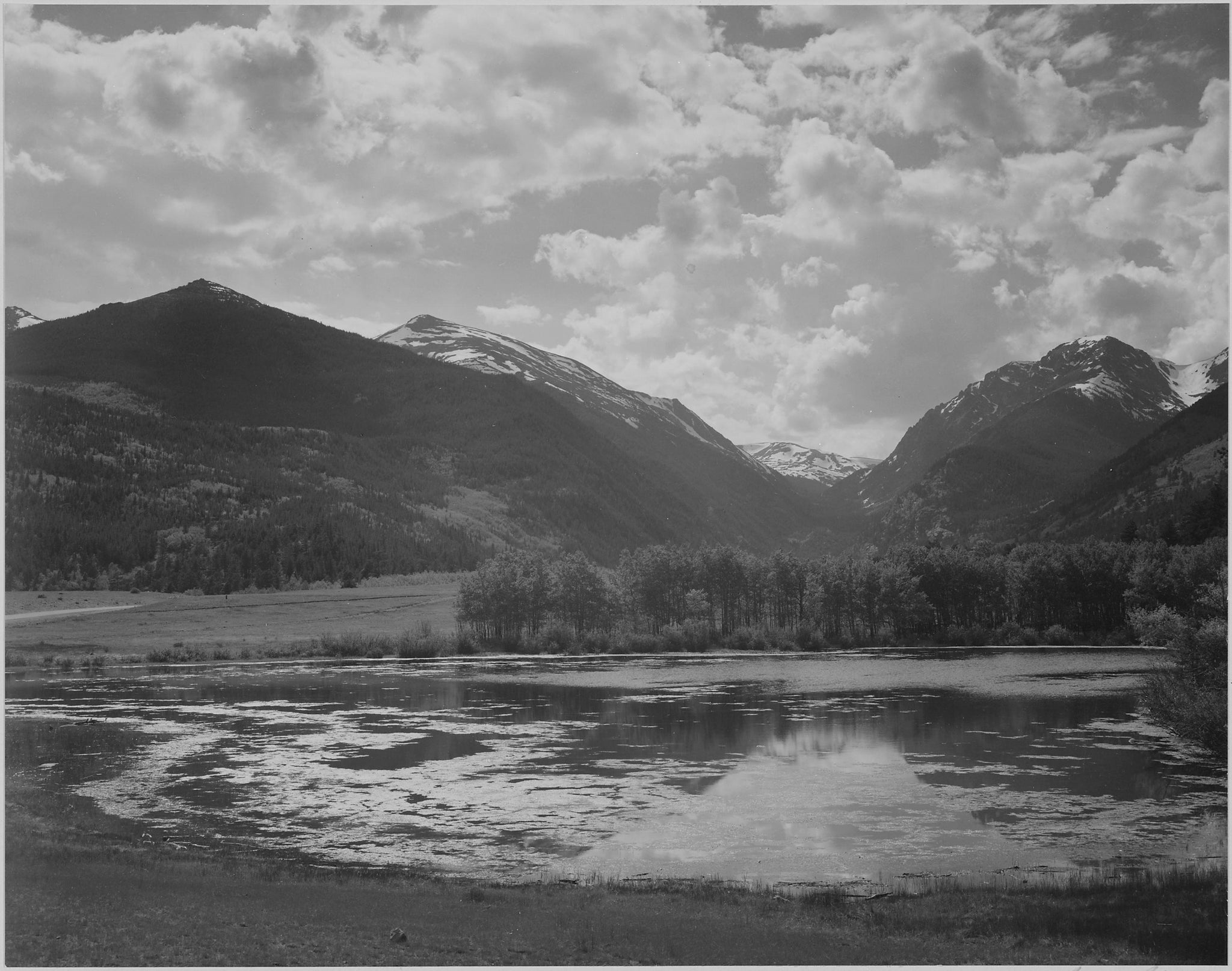 Ansel Adams - Lake Trees Mountains Clouds Colorado (1940) - 17"x22" Fine Art Print