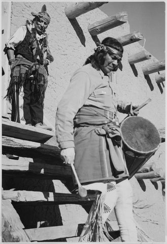 Ansel Adams - Indian w/Drum Dance, San Ildefonso Pueblo New Mexico (1942) - 17"x22" Fine Art Print