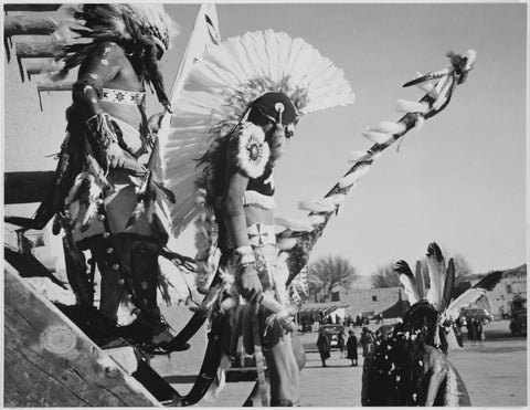 Ansel Adams - Three Indians in Headdress New Mexico (1942) - 17" x 22" Art Print