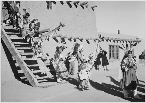 Ansel Adams - Indians in Headdress Dance San Ildefonso Pueblo New Mexico (1942) - 17"x22" Fine Art Print