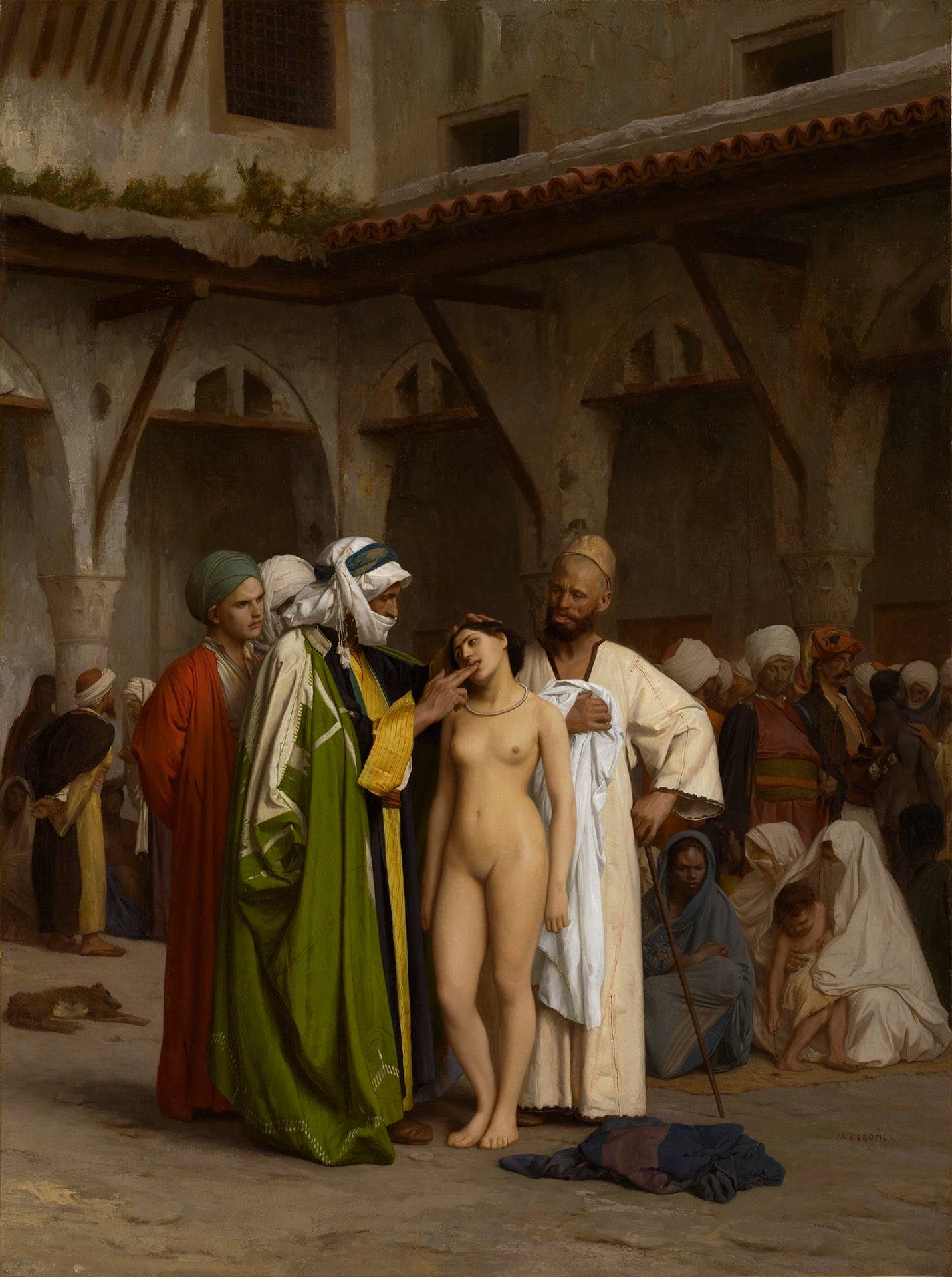 Jean Leon Gerome - Slave Market Nude Female (1866) Signed - 17" x 22" Art Print