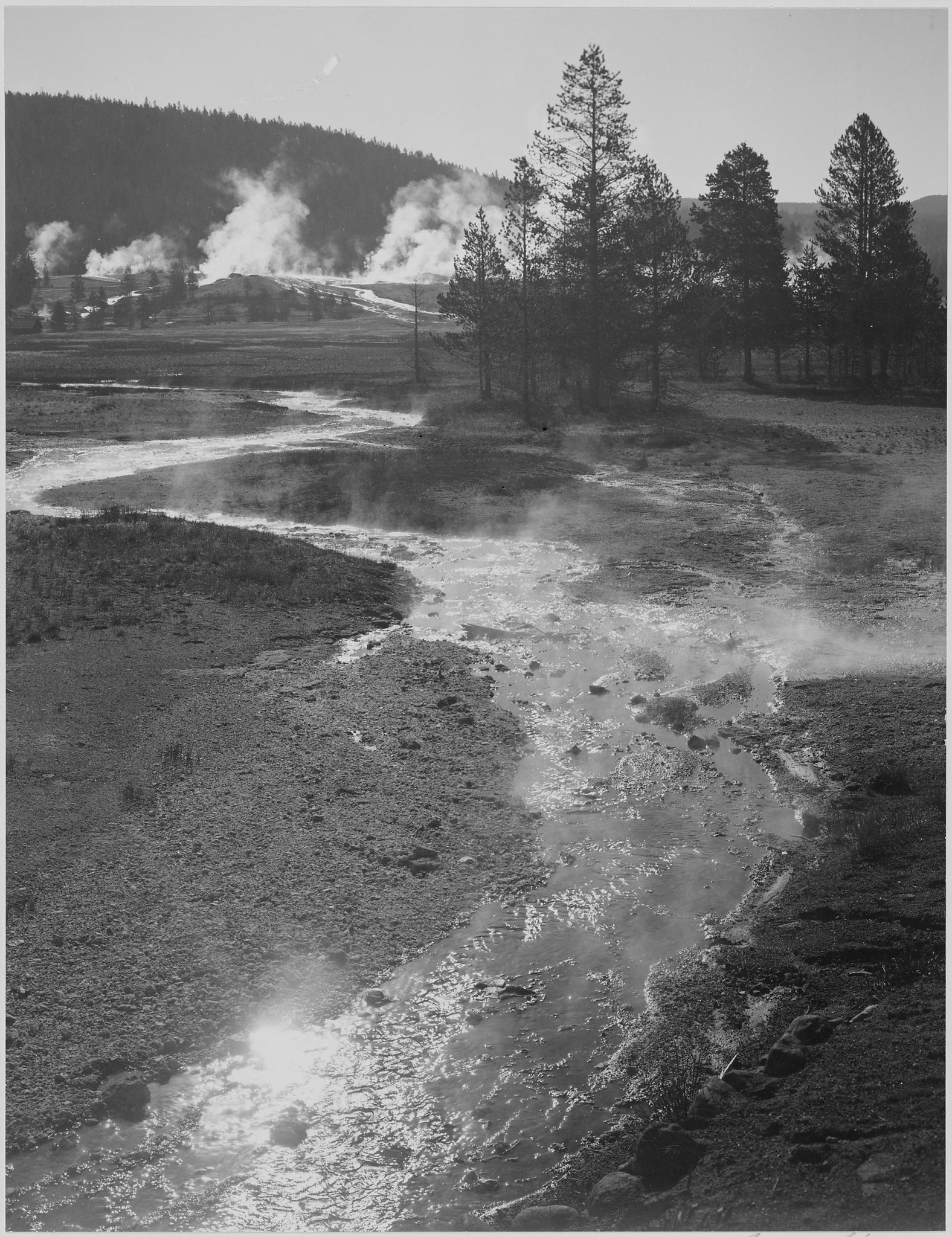 Ansel Adams - Central Geyser Basin Yellowstone Park Wyoming (1941) - 17"x22" Print