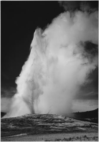 Ansel Adams - Old Faithful Geyser Erupting Yellowstone (1940) - 17" x 22" Art Print