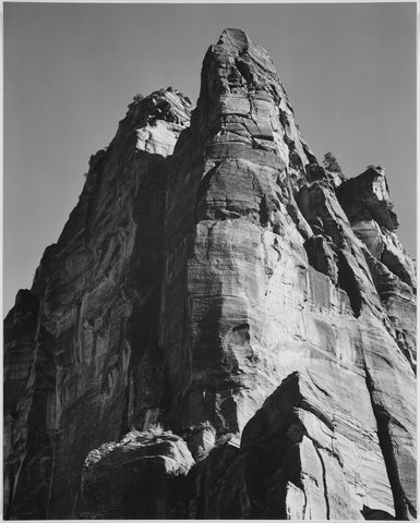 Ansel Adams - Rock Formation From Below Zion Park Utah (1941) - 17" x 22" Art Print