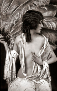 Alfred Cheney Johnston - Gloria Swanson Semi Nude Feathers (1920s) - 17"x22" Print