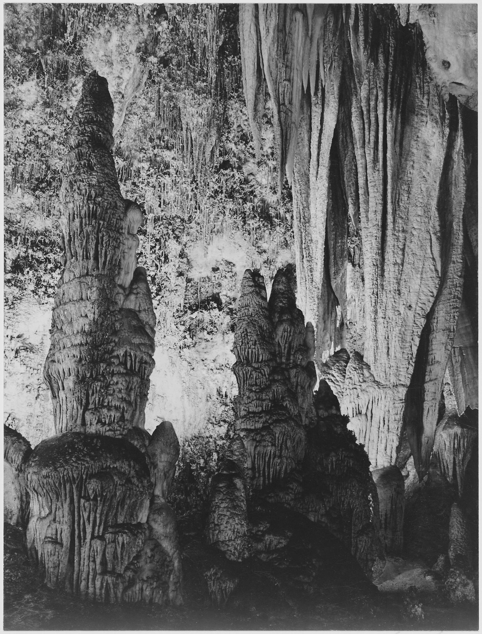 Ansel Adams - Large Stalagmite & Onyx Drapes King's Palace (1941) - 17" x 22" Print