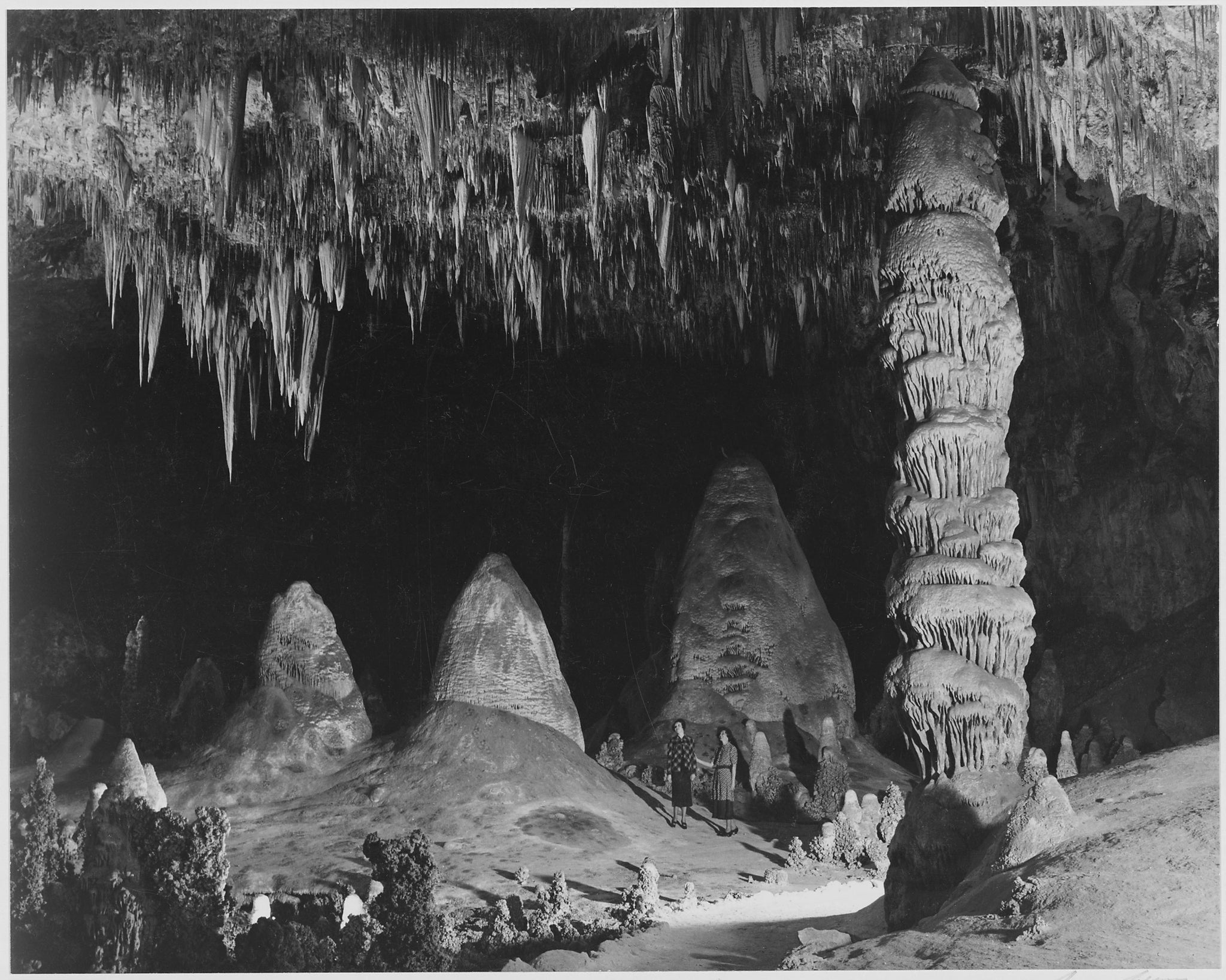 Ansel Adams - Two Ladies Rock of Ages Big Room Carlsbad Caverns (1941) - 17" x 22" Fine Art Print