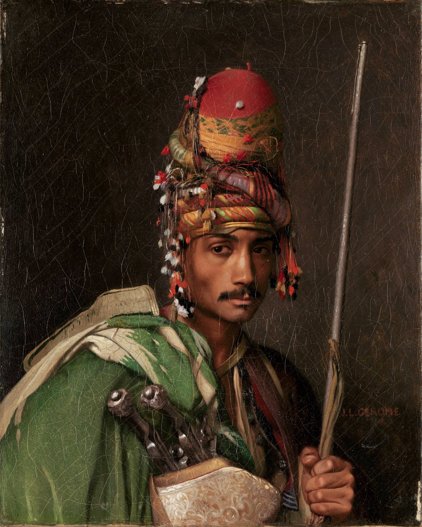 Jean Leon Gerome - A Bashi Bazouk Portrait (1869) Signed - 17" x 22" Fine Art Print